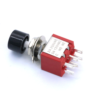 DS-622 EIN EIN 6Pin DPDT Druckknopf schalter 2A 250VAC/ 5A 125VAC EIN-(EIN) Rotes Gehäuse 6MM kleiner Druckknopf - Product Image 2