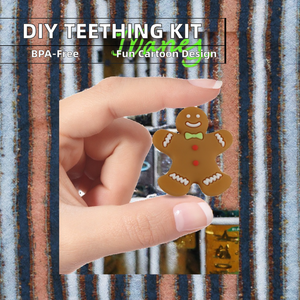 Hot chenkai BPA miễn phí Gingerbread người đàn ông phim hoạt hình Điều Dưỡng Silicone mọc răng teethers Vòng cổ DIY tiêu cự hạt 2023 mô hình A132 - Product Image 2