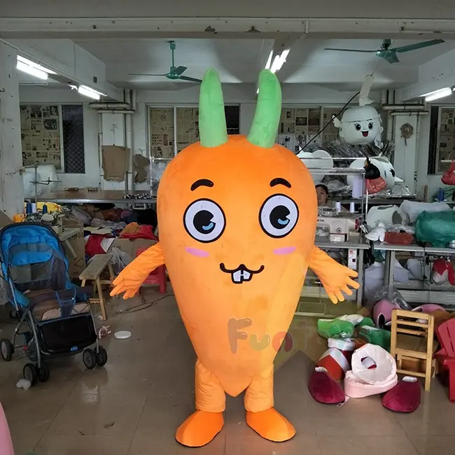 Funtoys personalizado softy felpa zanahoria mascota disfraces publicidad zanahoria caminar disfraces para grandes eventos fiesta