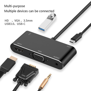 Nuevo 5 en 1 Tipo C USB 3,1 Hub HDTV VGA adaptador de Audio PD estación de carga para Monitor Cámara altavoz ordenador - Product Image 4