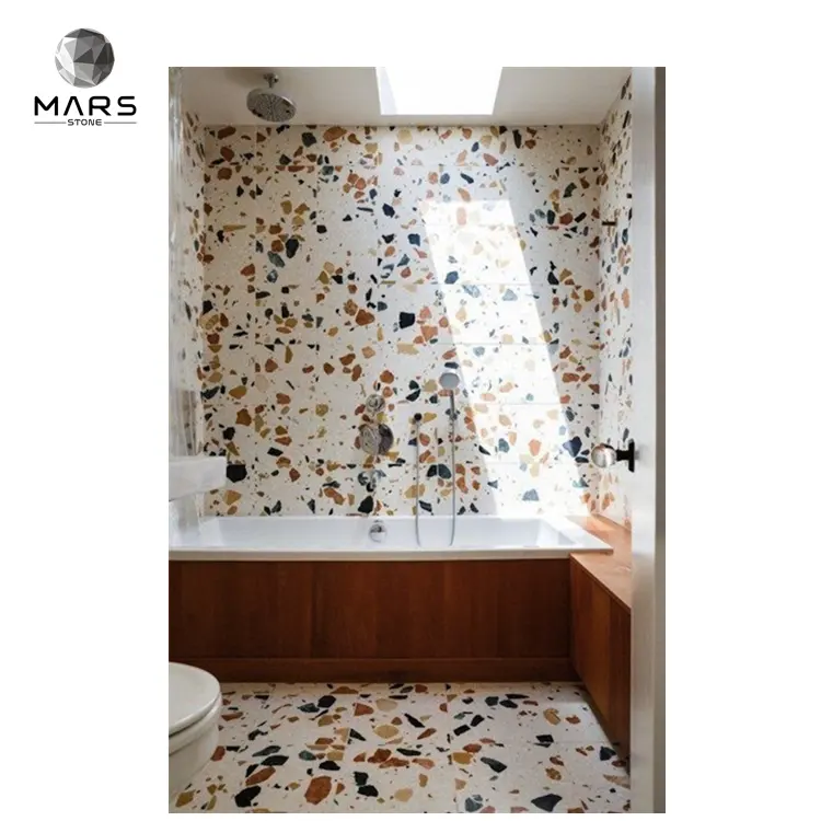 Mehrfarbige Terrazzo-Bodenfliesen Muster für Steins päne Boden und Wand im Badezimmer design