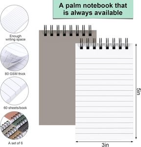 Paquete de 6 Cuadernos de bolsillo, Bloc de notas pequeño, libros de notas universitarios, libros de notas, diarios para estudio y notas - Product Image 3