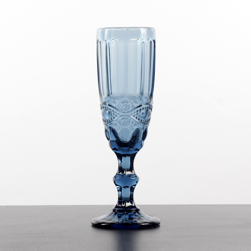 Patterned champagne glass-blue