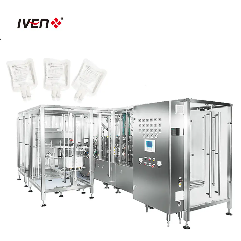 Intelligent Automatic Whole Sets Infusion Manufacturing Plant Normal Saline IV Fluids Bag Filling Production Machine