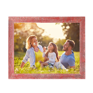 HMS <strong>11x17</strong> Rustic Red Solid Wood Picture <strong>Frame</strong> Classic Style with Creative Square Pattern for Photos for 8x10 and 12x16 Sizes - Product Image 4