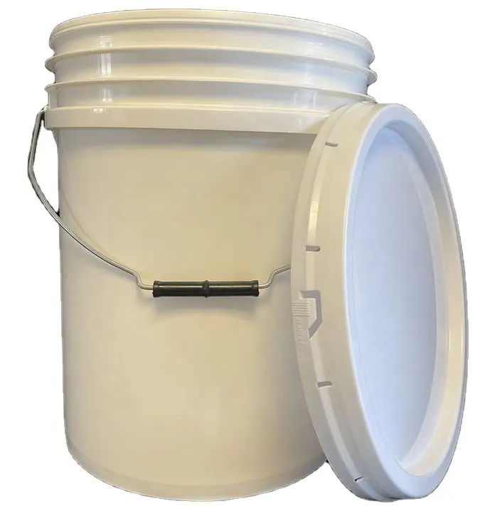 Balde de plástico com preço barato de fábrica, balde de plástico de 5 galões, tampa de balde de 5 galões para alimentos