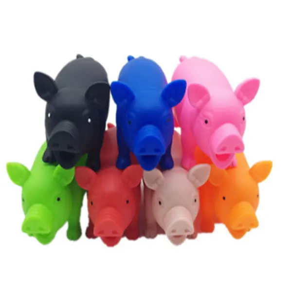 Sıcak satış oyuncaklar plastik renkli orta boy sıkmak pig domuz hayvan oyuncak çeşitleri için