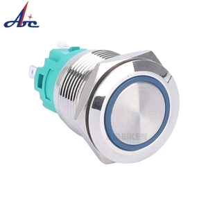 19mm 12V xe màu xanh LED ánh sáng mắt thiên thần 5A IP67 chống thấm nước kim loại đẩy nút chuyển đổi - Product Image 1