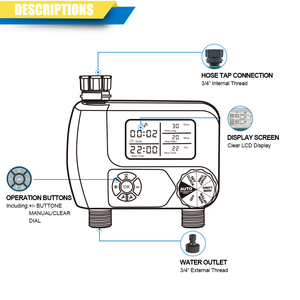 Timer del rubinetto del tubo digitale programmabile regolatore di irrigazione del sistema di irrigazione automatico a batteria con 2 prese - Product Image 5