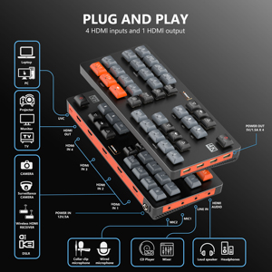 Live Streaming 4K Video <strong>Switcher</strong> Multi-view Wireless Video Transmitter <strong>Switcher</strong> HDMI 4K <strong>4</strong> Channels HDMI 4K IN/OUTsupport Audio