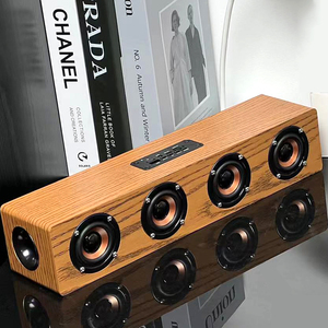 Soundbar De Madeira Bluetooth Speaker Música Sistema Acústico 20W HIFI Música Estéreo Surround Display LED Alto-falante Ao Ar Livre Com Rádio FM