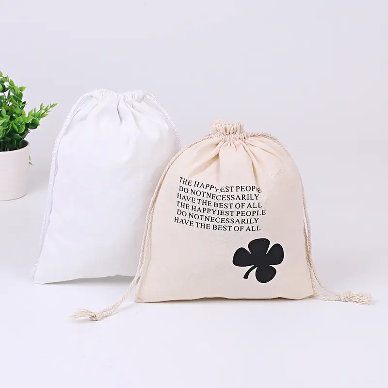 Petit sac pochette sac à cordon en coton sac en toile de coton toile
