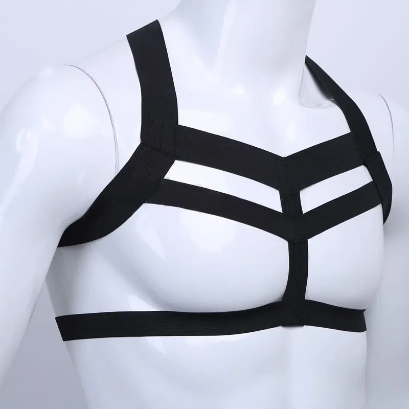 Degli uomini Gotico lingerie Mens di Modo Elastico Chest Harness Lingerie Corpo In Nylon Chest Harness Bondage Costume