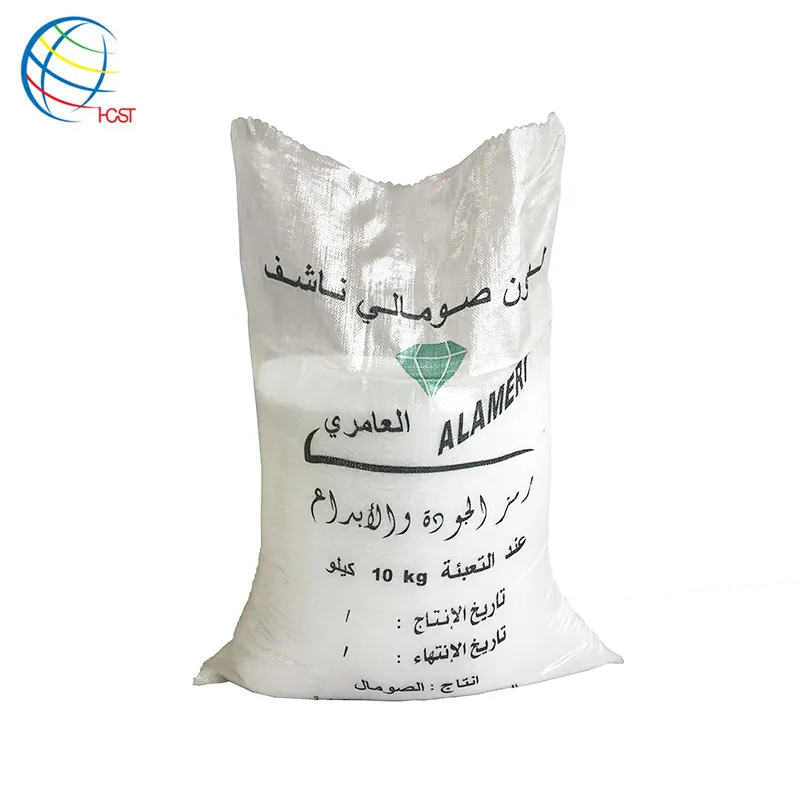 Logotipo impreso personalizado de fábrica 5kg 10kg 25kg 50kg 60kg 100kg PP bolsas de transporte transparentes planas tejidas para empacar grano de arroz de maíz