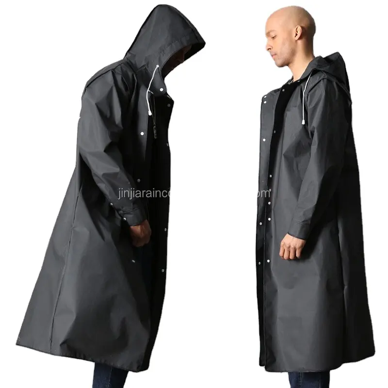 Chubasquero Unisex de EVA de alta calidad, chaqueta impermeable gruesa para mujeres y hombres, ropa de lluvia impermeable negra para senderismo