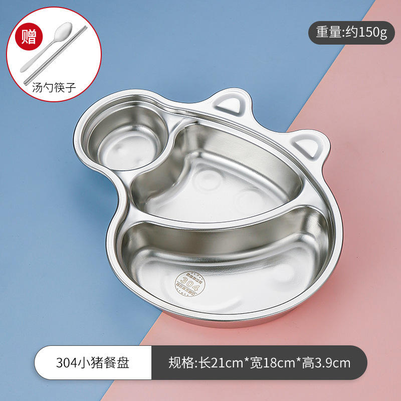 304 piggy plaque de restauration rapide à trois compartiments