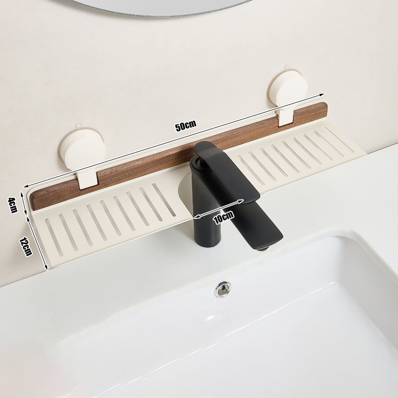 Support de robinet à ventouse blanc lait-noix 40cm