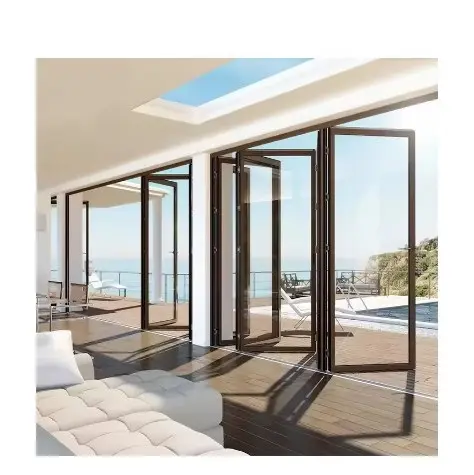 LongTai casa insonorizzata esterno Bi porte pieghevoli in metallo verniciato a polvere di vetro francese pieghevole in alluminio