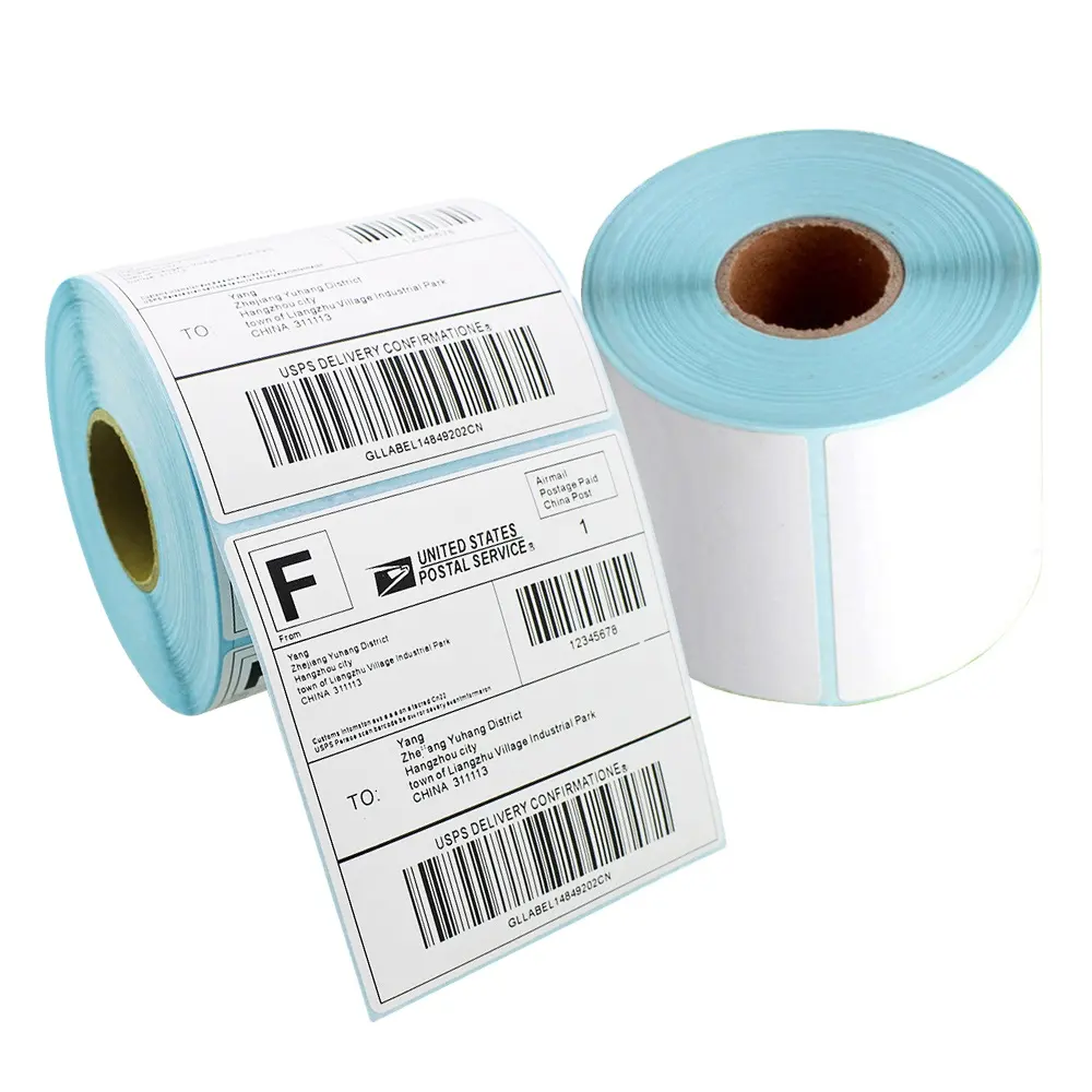 Rolo de papel impresso auto adesivo personalizado, etiquetas envio
