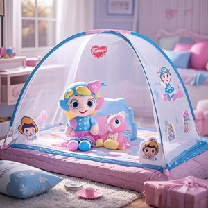 カラフルな子供の暗号化ポータブルネットダブルサイズ折り畳み式ベッドネットサマーホーム & キャンプ用メッシュドアネット - Product Image 5
