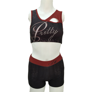 Özel baskı süblimasyon uygulama giymek Cheer isınmak setleri kırmızı ve siyah tank Top ve dans akademisi için kısa - Product Image 3