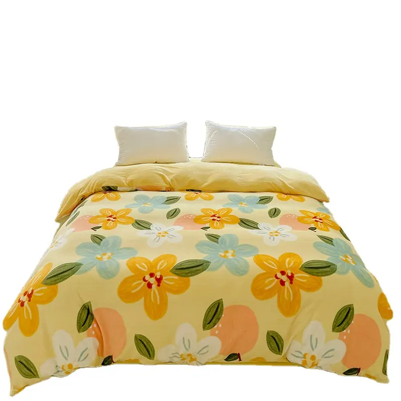 Juego de cama para estudiantes, edredón con estampado de flores, fibra de leche, estilo Rural Simple