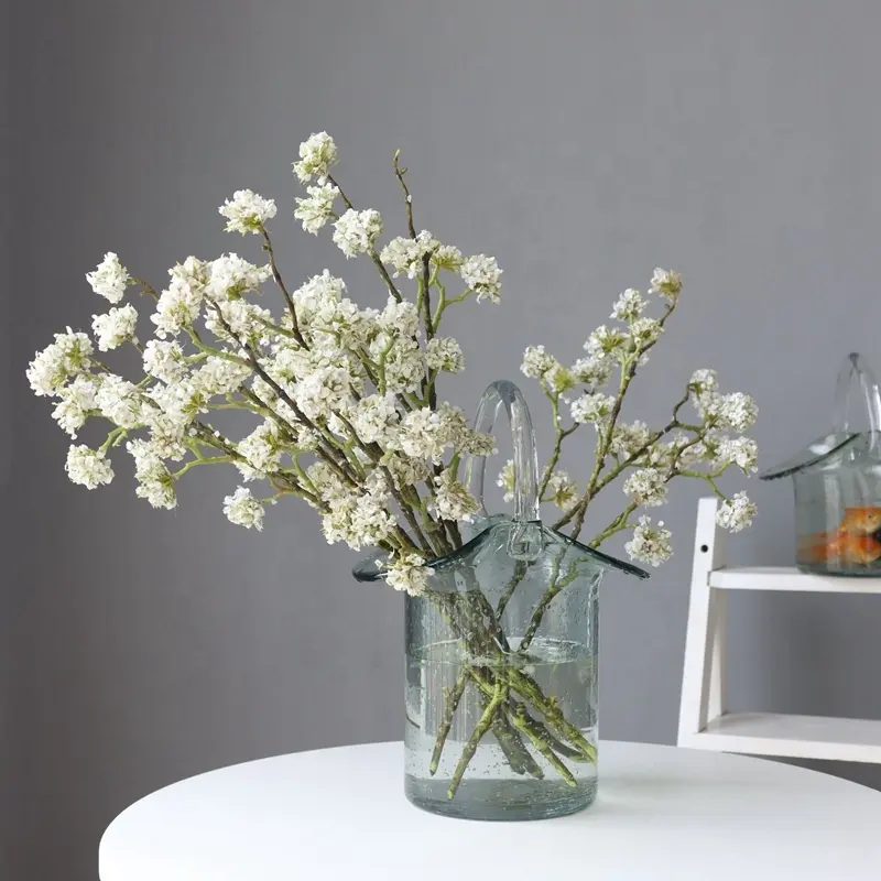 M266 arranjo de flores de hortência, flor artificial de seda, arranjo de flores, marfim, flor de hortência branca