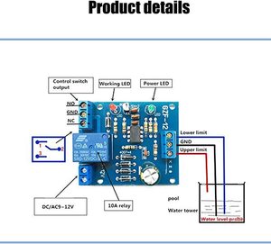 液面コントローラーセンサーモジュールDC12V水位検出センサー排水制御回路基板 - Product Image 3