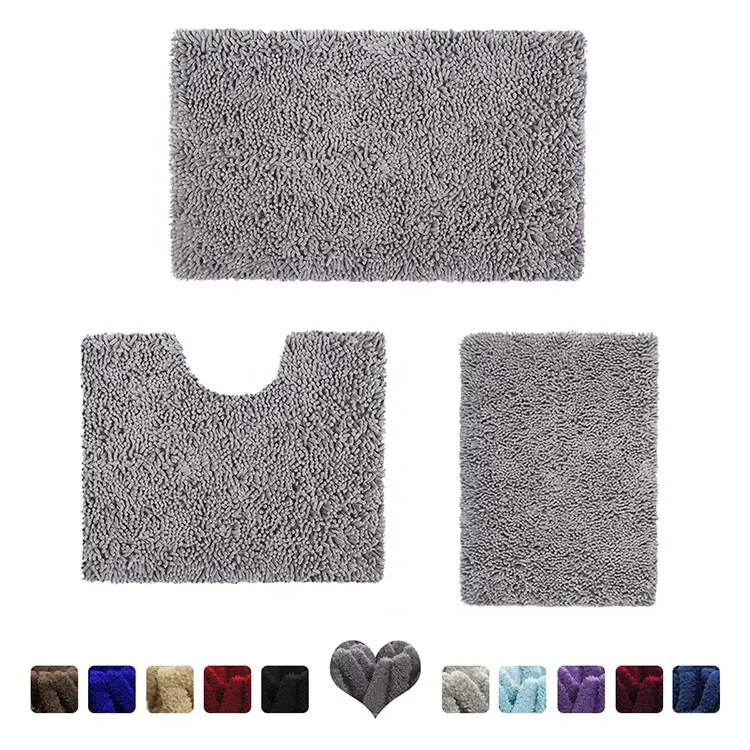 Bath Mat Set 3 Pieces Bath Rug Sets Toilet Floor Anti-Slip Bathroom Mat