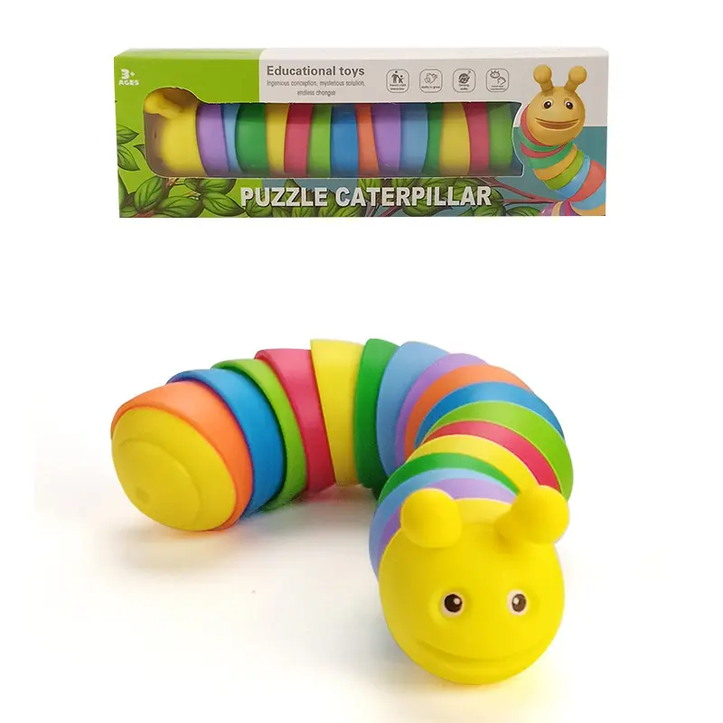 Brinquedos Stress Relief Simulação Explosiva Descompressão Lesmas Coloridas Wriggling Rainbow Slug Para Crianças Prank