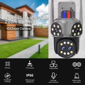 Factory <strong>4</strong> Lens Wifi Ptz <strong>Camera</strong> for Outdoor Colorful Night Vision 10X Zoom with Alert Light - Product Image 5