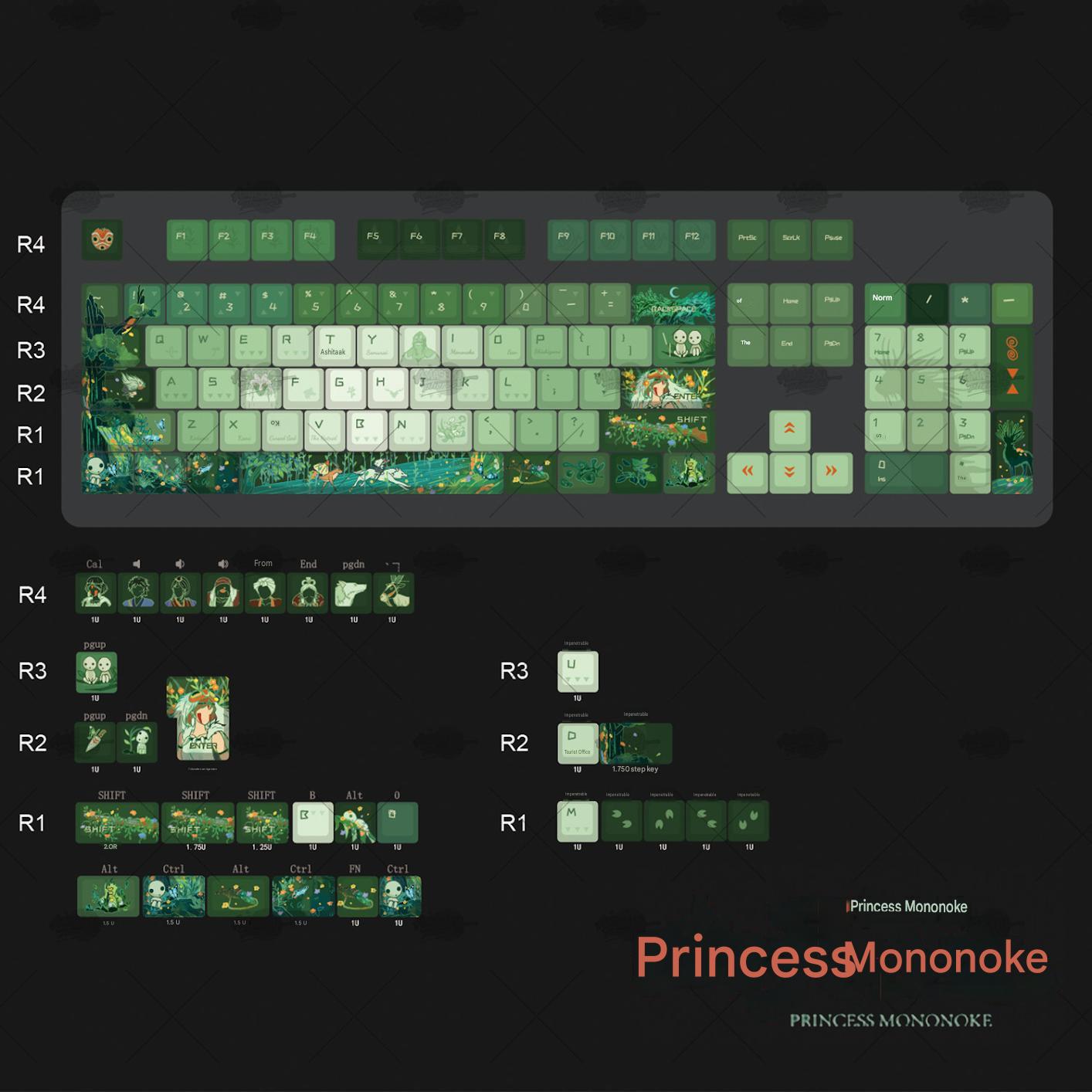 Green-Cherry-Side Translucent-136 Keys