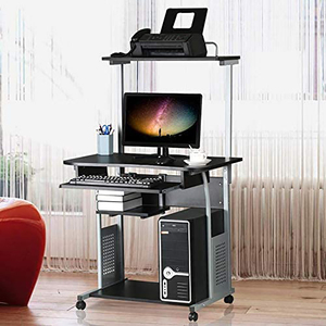Vekin Furniture 2 Tier <strong>Computer</strong> Desk Home Office Desk <strong>Computer</strong> Workstation <strong>Rolling</strong> Study PC Laptop <strong>Table</strong> with Tray - Product Image 2