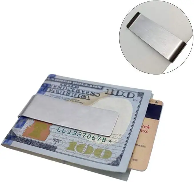 Clipe de carteira de chapa metálica com logotipo personalizado OEM clipe de cartão de crédito de aço inoxidável