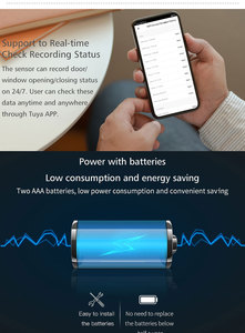 Tuya WiFi Smart Tür-und Fenster öffnungs sensor Magnetischer Bewegungs melder für die Sicherheit zu Hause mit App-Steuerung aus strap azier fähigem Kunststoff - Product Image 5