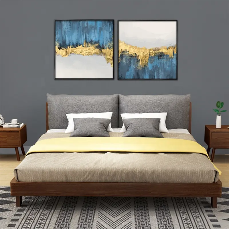 Póster con textura abstracta azul dorado, Cuadros decorativos minimalistas, cuadro sobre lienzo para pared degradado, decoración del hogar