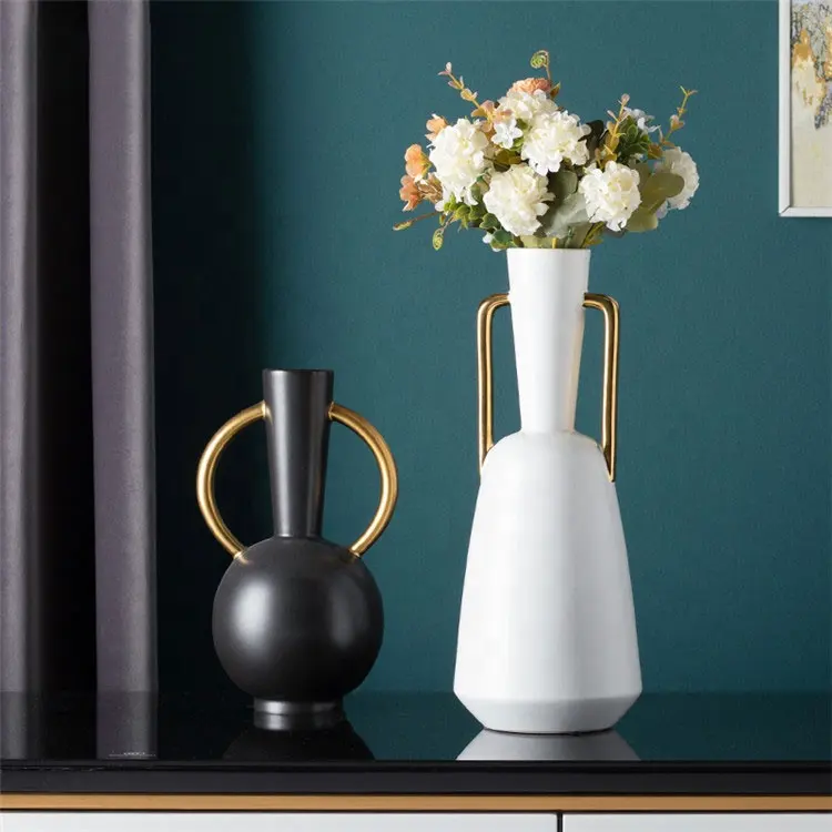 Europese Moderne Binaural Thuis Desktop Vazen Voor Bruiloft Decoratie Thuis Porselein Keramische Vazen