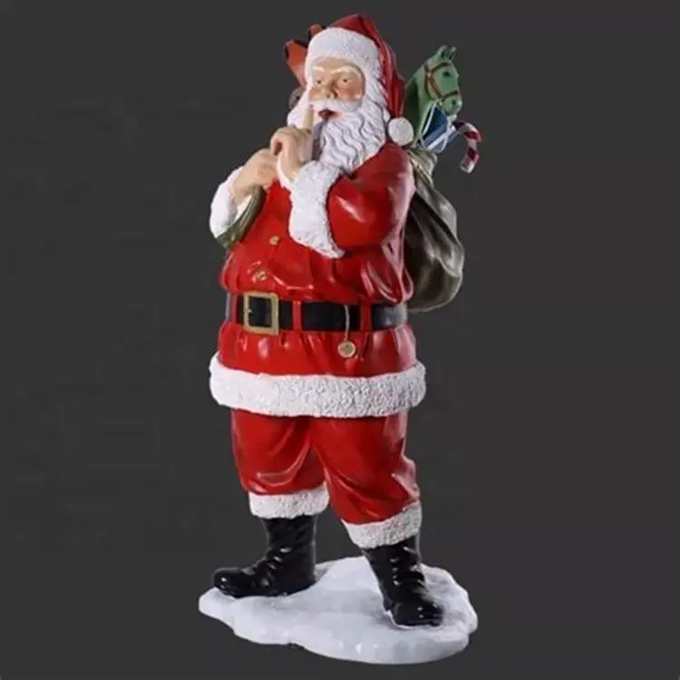 Ornamen Dekorasi Natal, Patung Santa Claus Ukuran Hidup Resin Besar Luar Ruangan