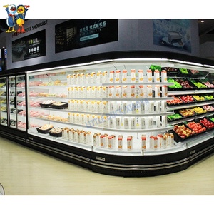 スーパーマーケット用の市販のシングル温度オープンアップライトディスプレイ冷蔵庫/野菜飲料クーラー/ミルクチラー