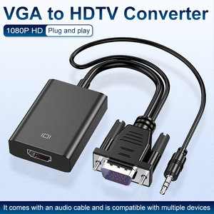 1080p VGA para HDTV Conversor Cabo Metal Shell Adaptador De Vídeo para PC Portátil Projetor TV Caixa de Vídeo Splitters Conversores