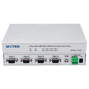 工厂USB至RS-485 RS-422转换器usb-b 4端口RS485 RS422适配器，带光学隔离串行DB9连接器ESD UT-861A - Product Image 1