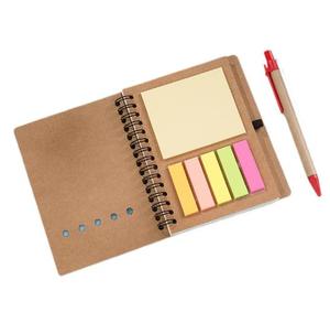 Wholesale Simple Kraft Paper Sticky <strong>Notes</strong> Spiral <strong>Notebook</strong> <strong>with</strong> Pen &amp; <strong>Colored</strong> Tab Set - Product Image 1