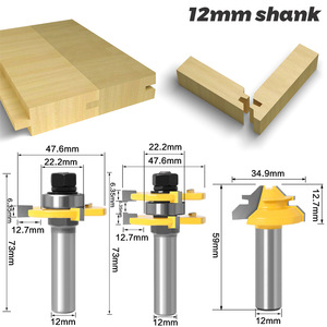 ชุดดอกเราเตอร์ลิ้นและร่อง6มม. 12มม. 2ชิ้น & เครื่องตัดเดือย45องศา1ชิ้น - Product Image 5