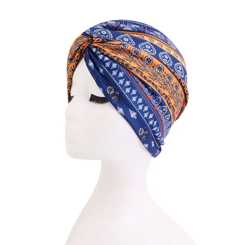 African wrap head fashion print Beanie chemio Women caps turbante Bohemia hijab bonnet cappello turbante fiore musulmano