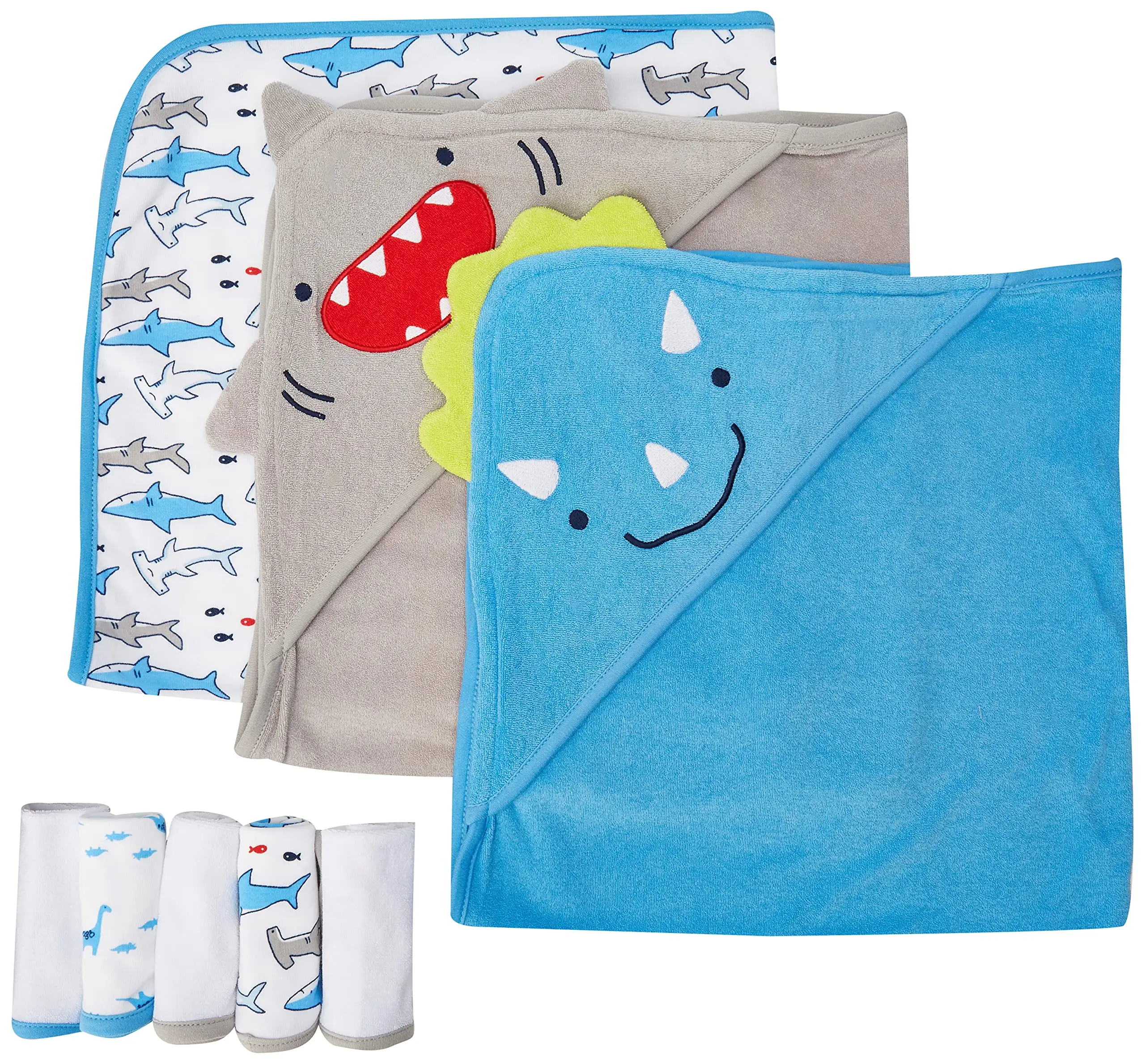 Ensemble de débarbouillettes unisexe pour bébés personnalisé en vente chaude doux imprimés d'animaux Ensemble de serviettes à capuche pour bébé Serviette de bain à capuche pour enfants