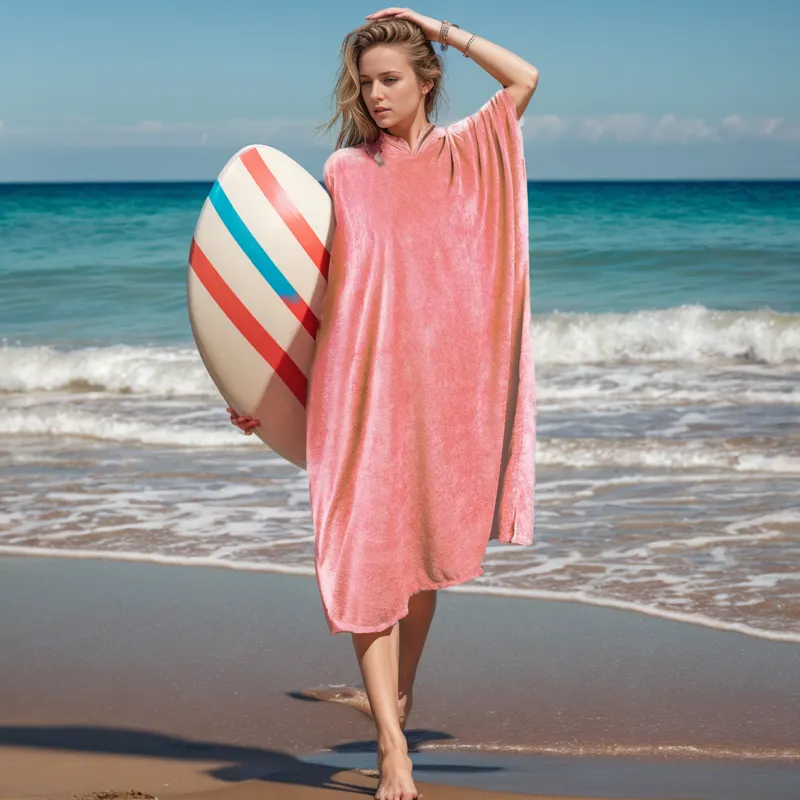 Custom Dry Wind Microfiber Hooded Towel Adult Organic Changing Bathrobe Adult Printed Beach Bathing Suit Surf Beach Poncho