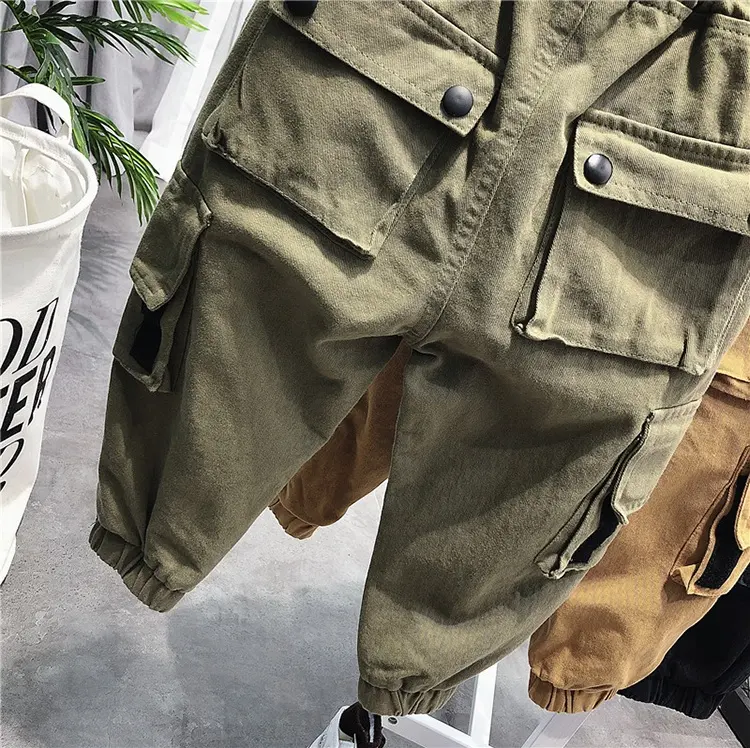 Custom high quality boy kids cargo jogger pants casual sports pants for spring wear