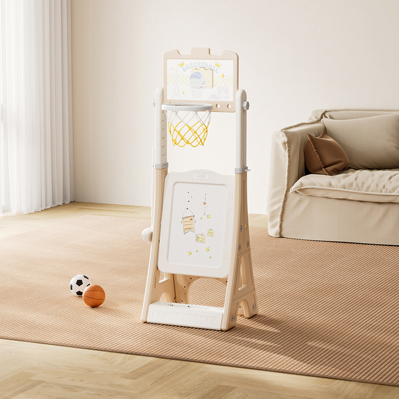 Khaki basketball hoop+drawing board+building block table