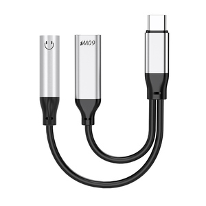 带PD 60w快速充电电缆的定制USB C型至辅助适配器 - Product Image 1