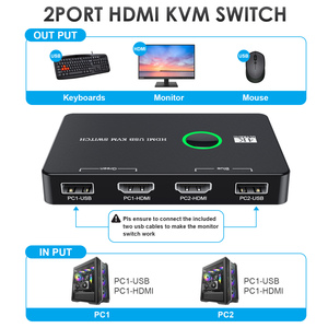 USB 3.0 2ポートKVMスイッチHD-MI HDTVデスクトップモニターマウスキーボード1ボタンスイッチ高速スイッチ在庫あり - Product Image 2